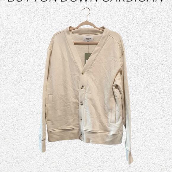 Goodfellow & Co Other - Goodfellow Men's Bone Cream Button Down V Neck Cardigan Size Large